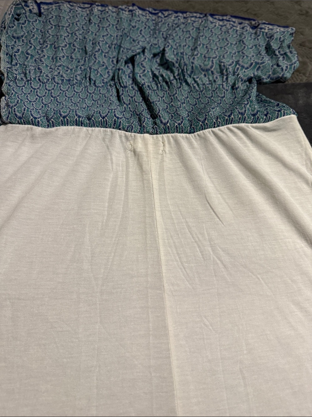 Max Studio Teal, Blue & White Printed Pull On Skirt - Picture 7 of 7